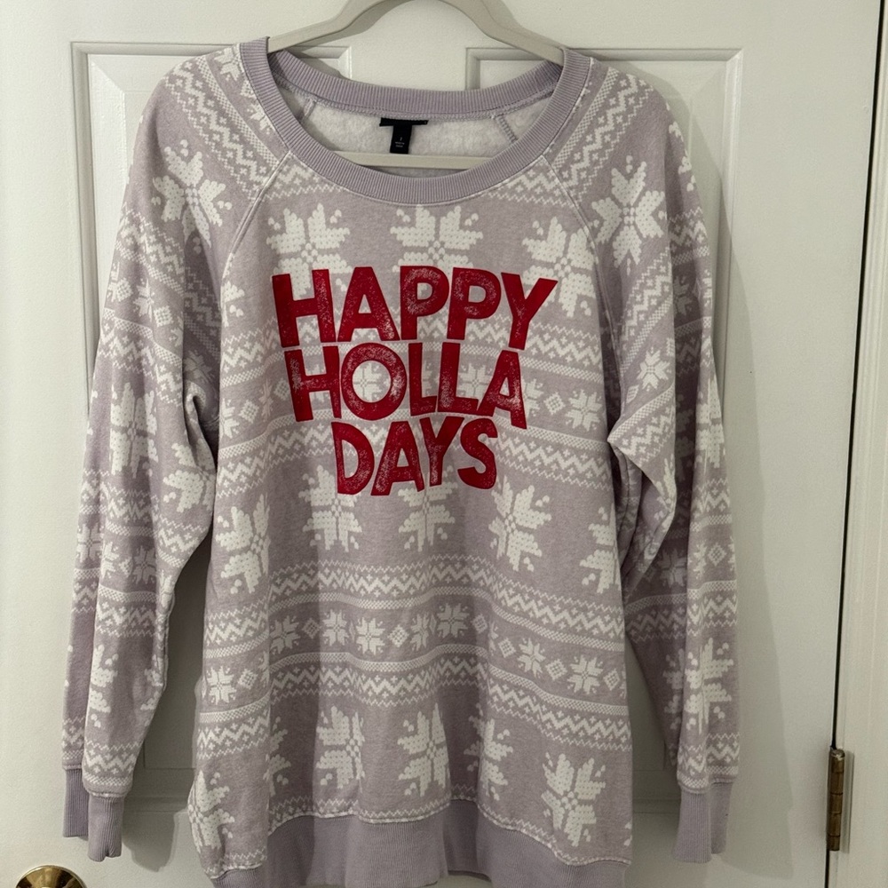 Torrid Light Gray and Red Holiday Sweater
